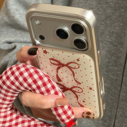 小众高级感蝴蝶结星星手机壳适用苹果17/16pro新款IPhone15/14plus大孔12/13小众11电镀findX9个性Reno15挂绳