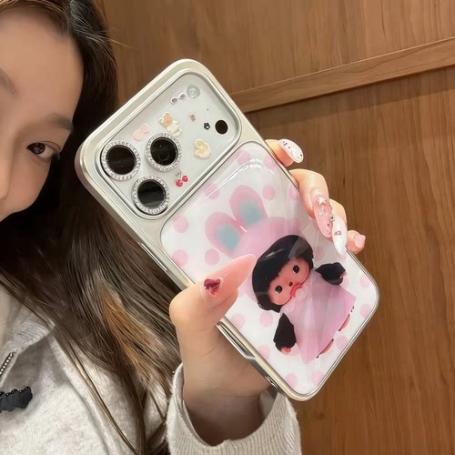 韩系ins粉波点公仔小熊手机壳