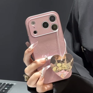 适用iPhone17/16promax高颜值肤感皮纹手机壳华为pura80简约Mate70新款vivos30个性Reno14情侣K80全包保护套