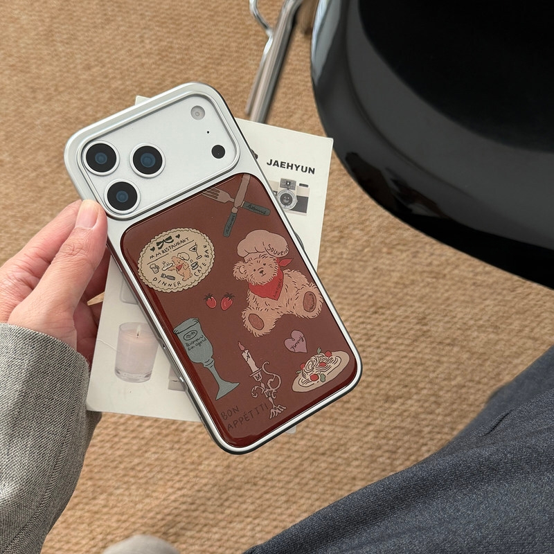 红棕蜡烛小熊滴胶适用iPhone17/16ProMax手机壳ins风oppofindx9韩系小米17PROMAX小众华为Mate70保护套荣耀软