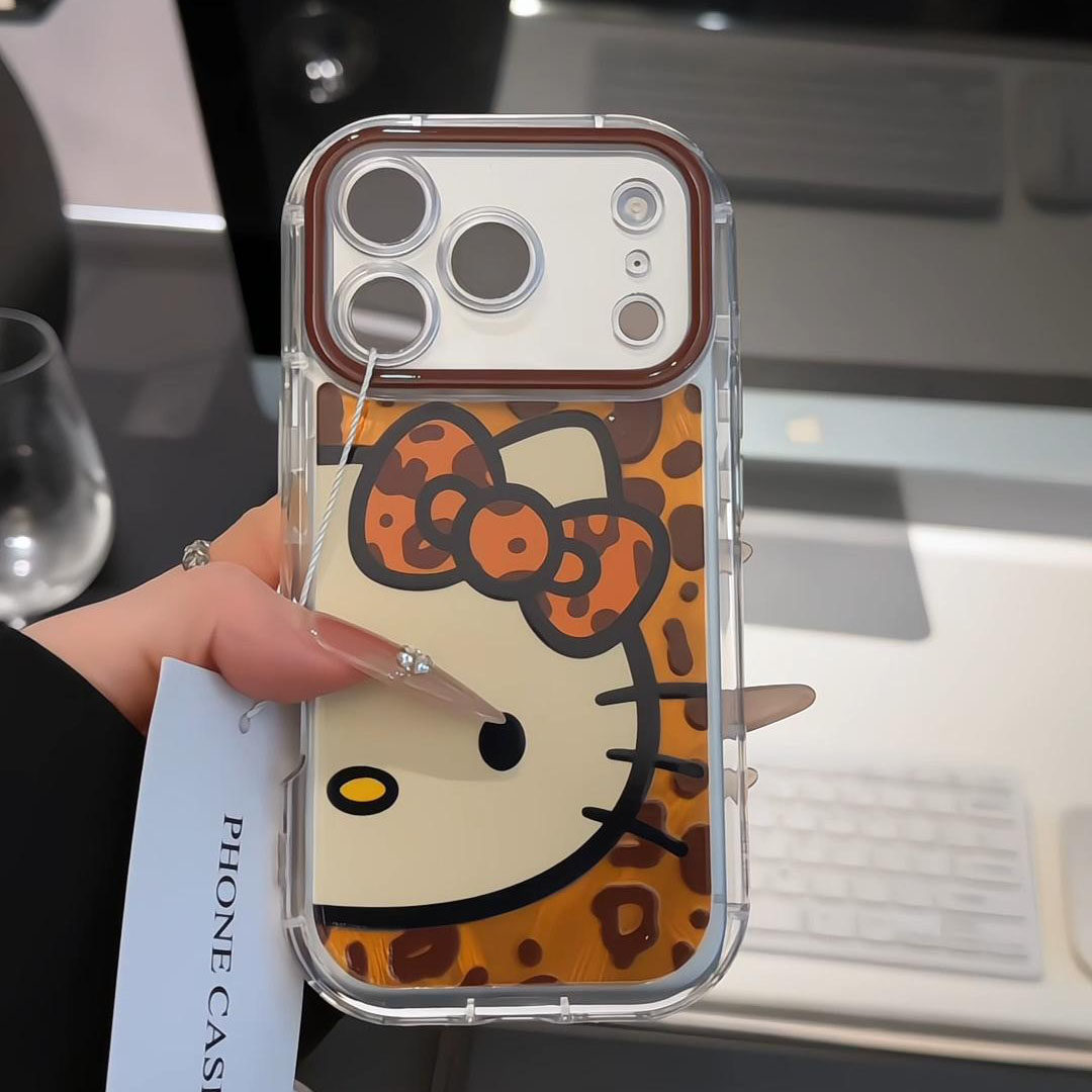 苹果17/16秋冬豹纹Kitty羽纱软壳