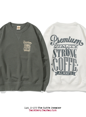 TankZero COFFE 复古美式印花圆领套头卫衣毛圈款休闲春秋男女