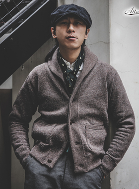 ATTRACTIONS WEARMASTER 日产羊毛混纺复古青果领开衫外套羊毛衫