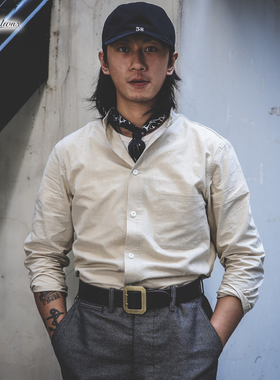 ATTRACTIONS Lot.611日产小立领八分袖美式复古工装衬衫男女夏季