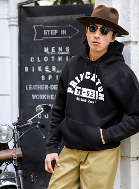 TANKZERO常春藤校园IVY字母撞色复古重磅抓绒套头帽衫连帽卫衣