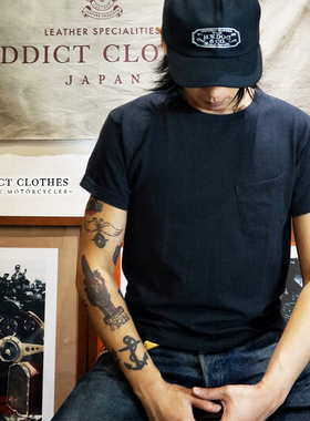 Addict Slanting Pocket Tee日产复古高端有机棉圆领口袋T恤夏季