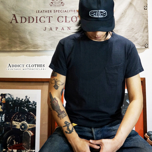 Tee日产复古高端有机棉圆领口袋T恤夏季 Pocket Slanting Addict