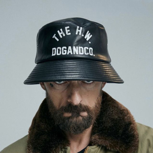 H.W.DOG LEATHER成公牛皮日产印花户外帽渔夫帽作战防晒遮阳hwdog