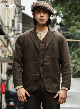 TROPHY BUTCHER日产复古SACK西装工装帆布夹克外套咔叽休闲春秋男