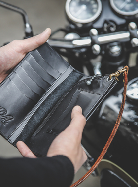 ADDICT CLOTHES LONG WALLET日产长财布机车钱包英国马缰革