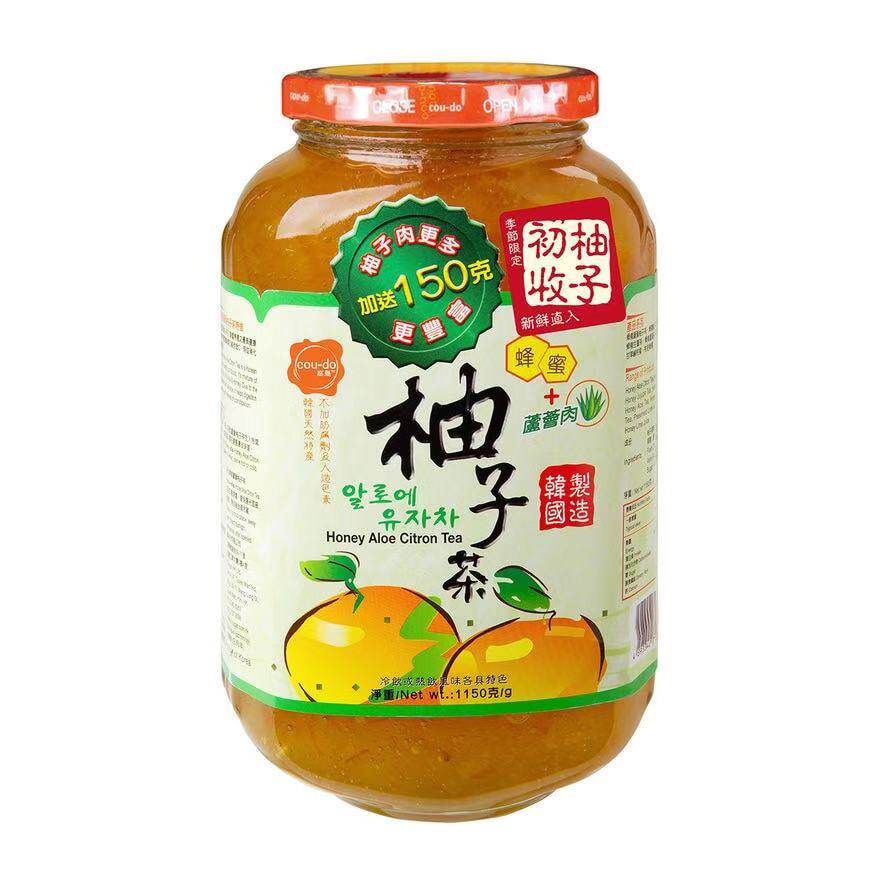 香港代购 韩国进口高岛蜂蜜芦荟柚子茶柚子肉玻璃瓶装1150克
