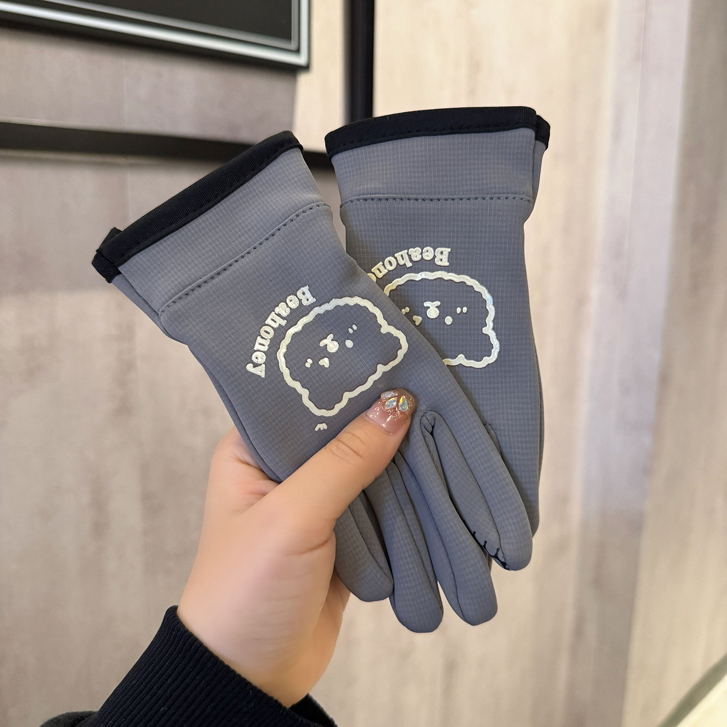 防泼水儿童手套秋冬运动骑行自行车玩雪保暖加绒防滑男孩女童冬天