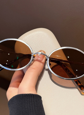 复古老钱风金属银色茶片墨镜
