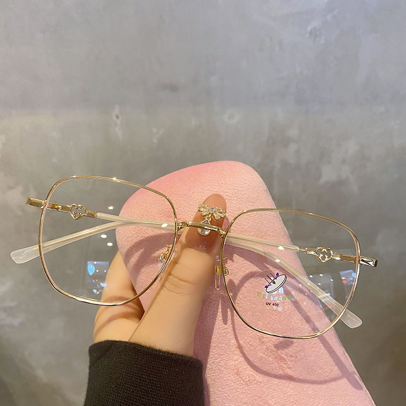 显脸小韩系金色素颜眼镜框女大框显瘦网红防蓝光护目可配近视度数