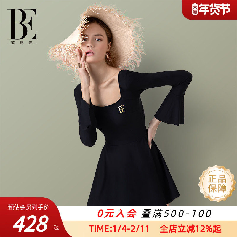 BE范德安2025新款爆款复古长袖温泉度假防晒裙式连体泳衣女遮肚,运动/瑜伽/健身/球迷用品,连体泳衣,淘宝优惠券,粉丝福利购,淘宝优惠卷