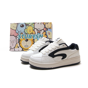 STURYSN 韩版白深蓝厚底滑板面包鞋女ins潮百搭运动休闲小白板鞋