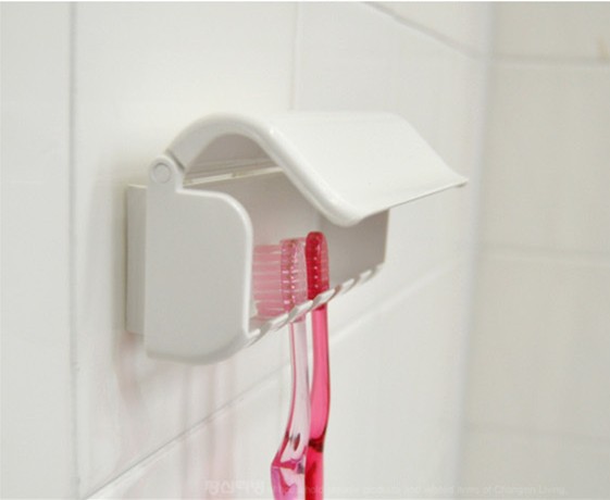 韩国昌信白色强力吸盘卫生洗漱牙刷座架防尘可挂漱口杯无痕吸壁式