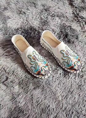 刺绣布鞋男中国风老北京布鞋情侣款色鬼布艺千层底透气防臭社会人