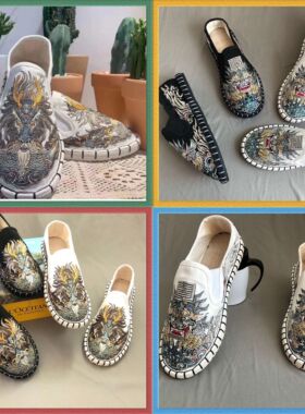 布仆绣艺老北京千层底脸谱休闲百搭手工中国民族风刺绣花生肖布鞋