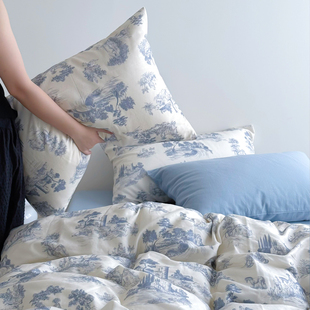 春山在望田园A类全棉双层纱被套三四件套纯棉宿舍被罩150x200x230