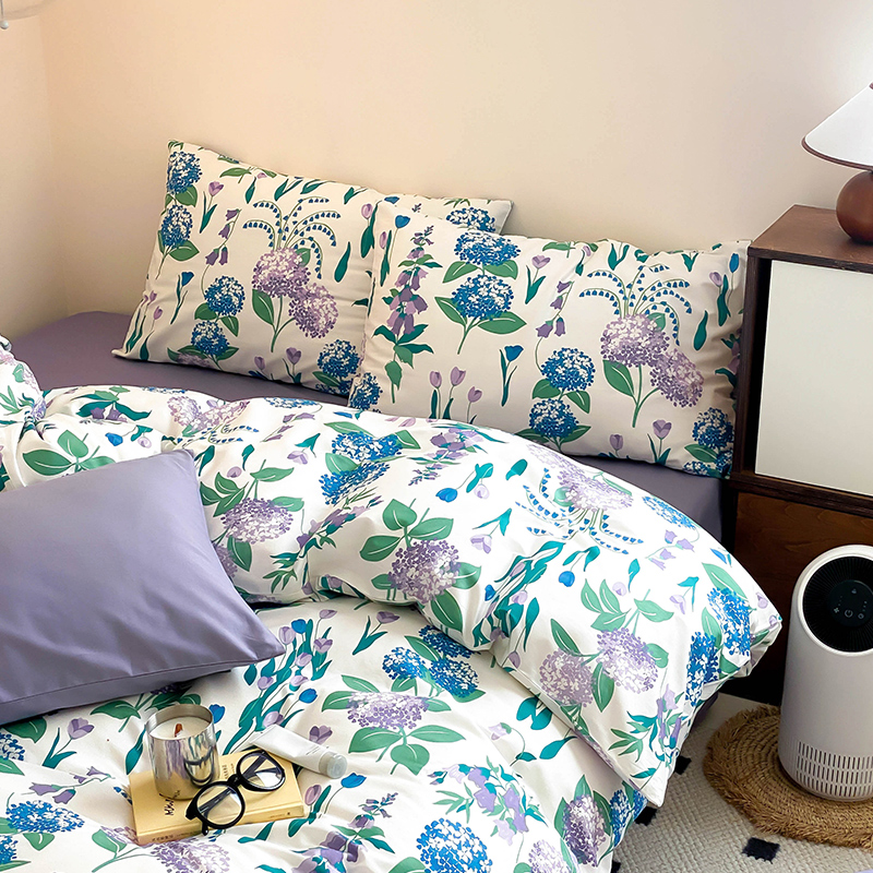 田园植物花卉纯棉全棉床上四件套