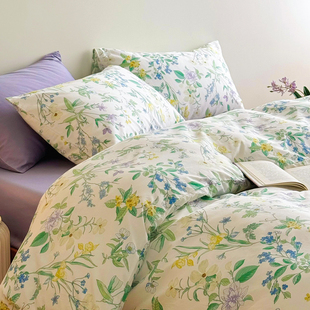 田园小清新纯棉全棉被套单件床上3四件套宿舍床单被罩150x200x230