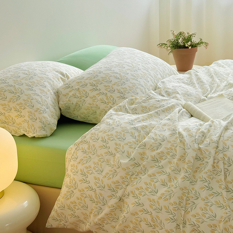 复古田园全棉双层纱被套三四件套