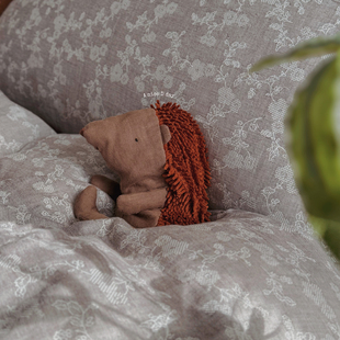 宋代美学浅灰高级感A类全棉色织提花双层纱被套单件1.8床上四件套