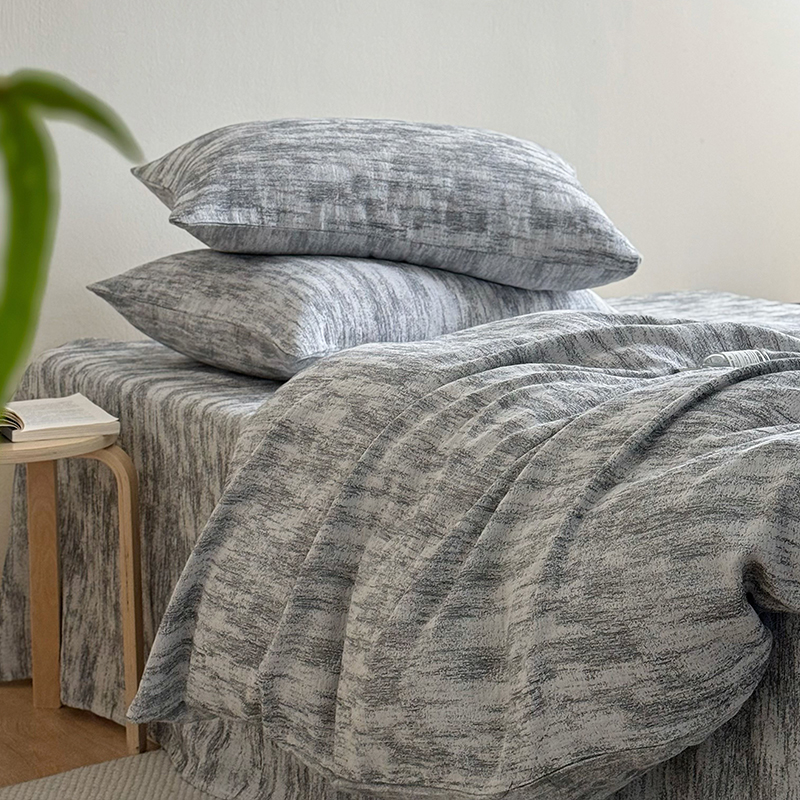 全棉色织双层纱四件套男简约经典