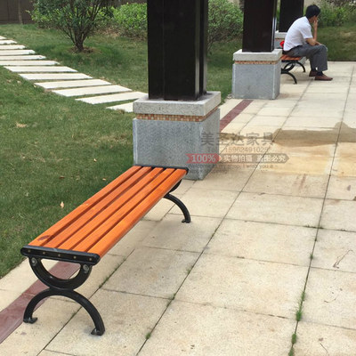 公园椅户外长椅子防腐实木园林椅塑木有无靠背坐椅广场排椅铸铝椅