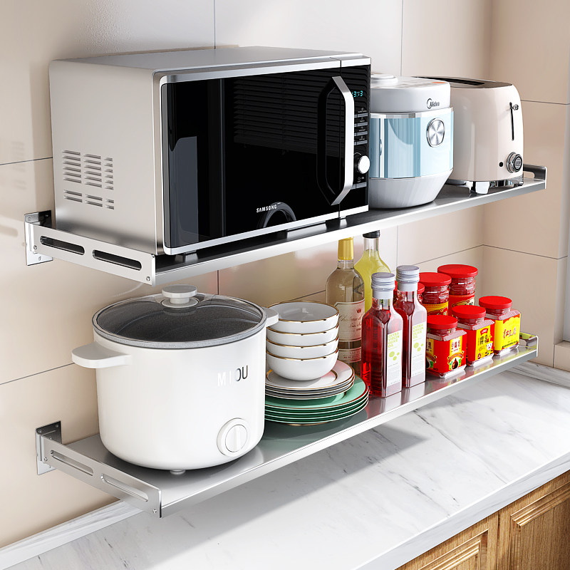 微波炉支架架子置物架烤箱电饭煲家用多功能不锈钢壁挂式墙上,厨房/烹饪用具,微波炉置物架,淘宝优惠券,粉丝福利购,淘宝优惠卷