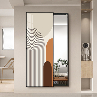 莫兰迪艺术镜隐形全身镜推拉隐藏式 镜子卧室试衣镜壁挂家用穿衣镜