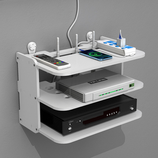 路由器置物架电视机顶盒壁挂收纳盒免打孔散热家用放无线WiFi架子