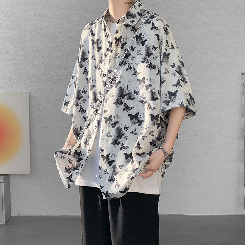 智快鱼官方旗舰店素拼七彩马唯品会官网男装正品牌利鲨短袖衬衫男