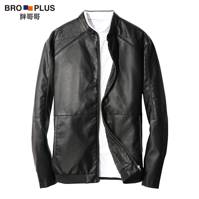 Men's plus-size leather biker jacket7XL6XL5XL4XL肥佬机车皮衣-封面