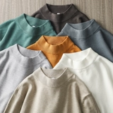 Демисезонный свитер, удерживающий тепло мужской трикотажный лонгслив, в американском стиле, высокий воротник, свободный крой