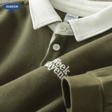 Футболка polo, осенний ретро лонгслив, хлопковая приятная телу толстовка подходит для мужчин и женщин, в американском стиле, с вышивкой