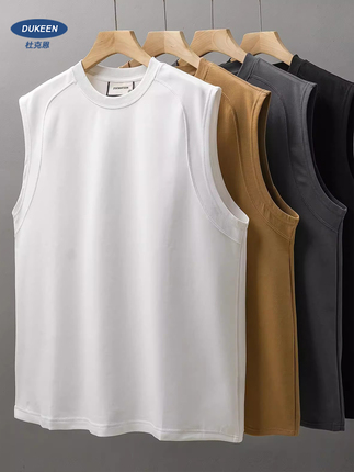 Dukeen American Style 300g Heavyweight Sleeveless T-Shirt for Men, Summer Trendy Brand Fitness Sports Undershirt, Air Cotton Vest for Men