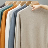 Демисезонный свитер, удерживающий тепло мужской трикотажный лонгслив, в американском стиле, высокий воротник, свободный крой