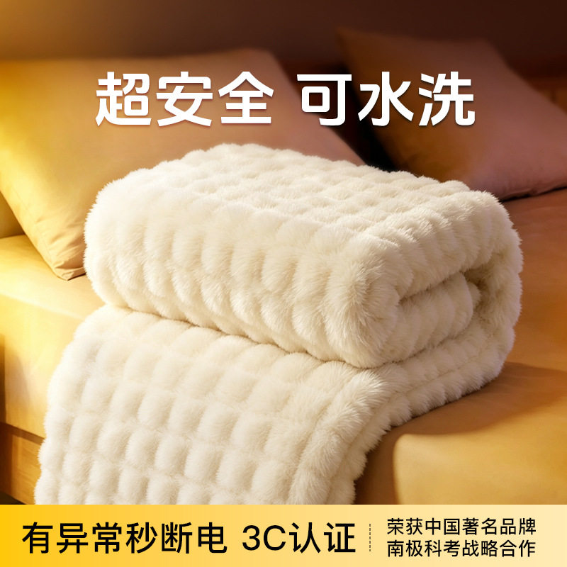 新款长毛绒电热毯双人双控智能定时家用学生宿舍加厚电褥一件代发