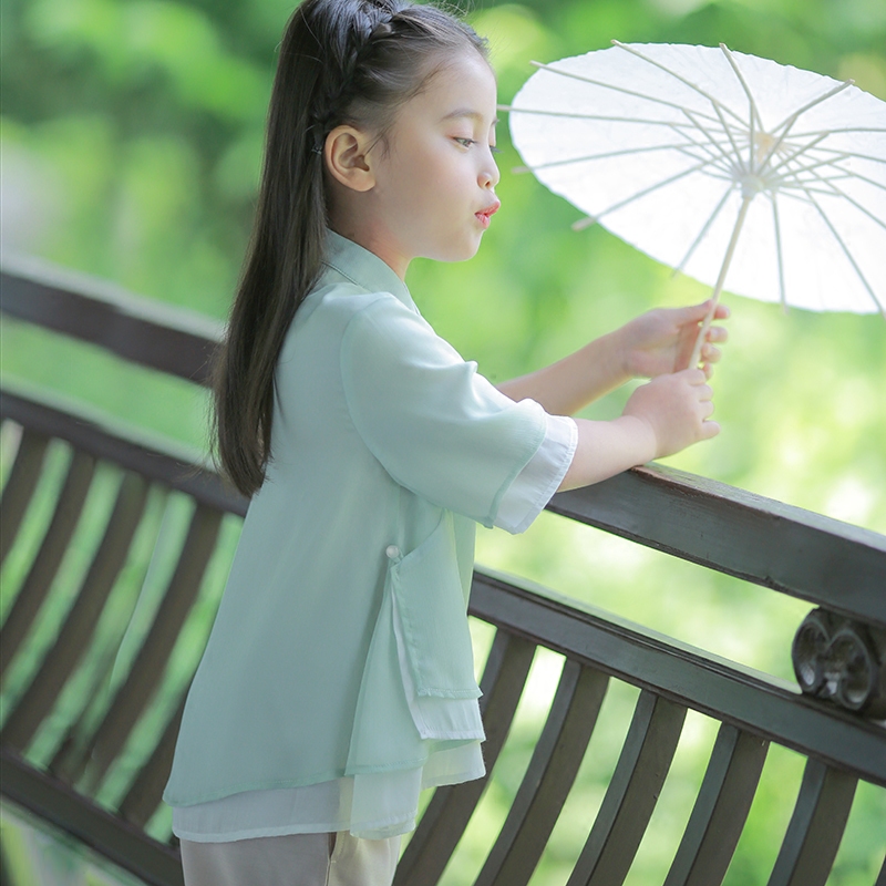 12月02日最新优惠西子问女童中国风夏女童套装汉服