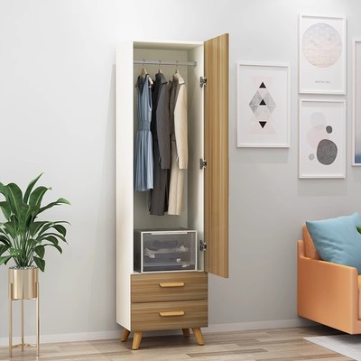 实木衣柜简易家用立柜窄小成人安装儿童夹缝免卧室挂橱单门简约