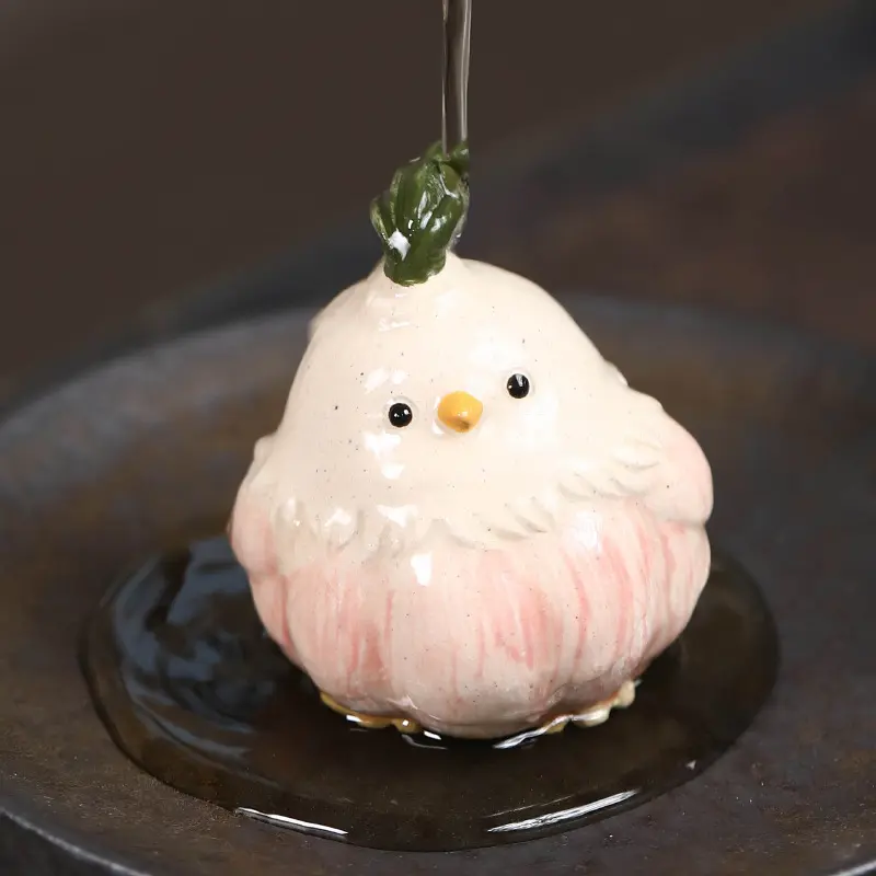 原矿紫砂茶宠大蒜鸟可爱创意手工雕塑蒜头小鸟茶具装饰品摆件可养