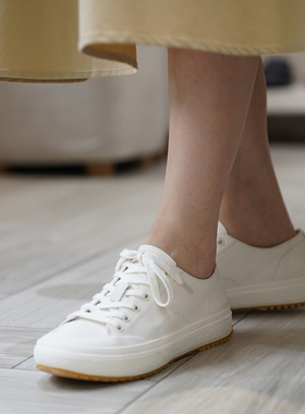 壹家shoes 012014头层软牛皮小白鞋2.6公分轻便软复古平底运动鞋