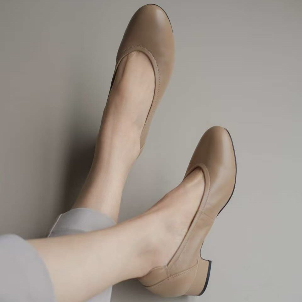 壹家shoes030001羊皮小枕头单鞋3公分防磨脚防掉跟圆头高