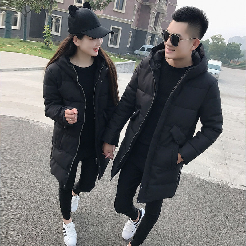 情侣款2018冬季新款棉衣韩版潮流加厚连帽棉服外套男士中长款棉袄