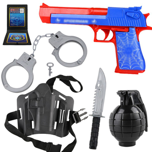 儿童玩具枪沙漠之鹰声光手枪手雷手铐刀小警察装备黑猫警长套装