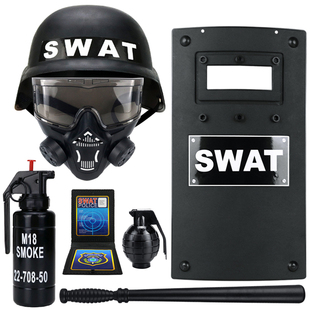 儿童防毒面具全脸战术面罩仿真烟雾弹盾棍cos表演道具模型万圣节