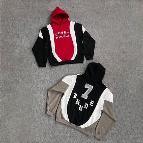 RHUDE美潮复古高街撞色连帽卫衣