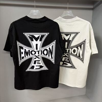 MIXEDEMOTION破洞印花短袖T恤潮
